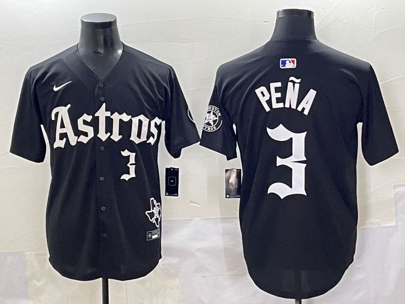 Men 2025 Houston Astros #3 Pena Black Five generations Joint Name Nike MLB Jersey style 16->houston astros->MLB Jersey